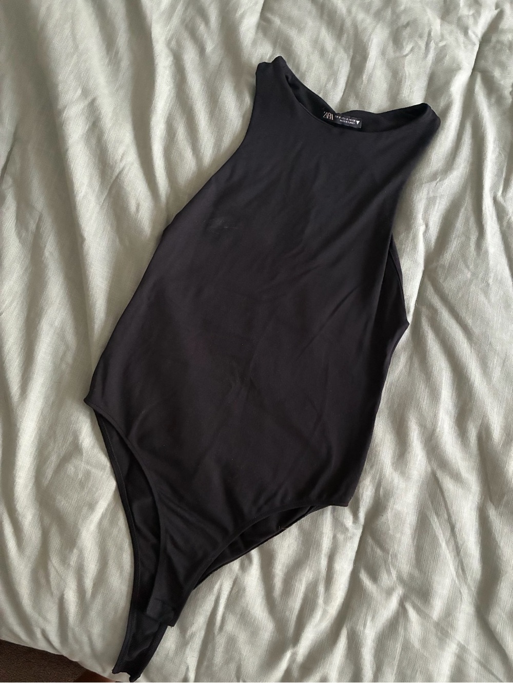 Zara Black High Neck Racerback Seamless Bodysuit
